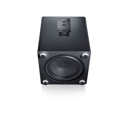 Canton Smart Sub 12 Wireless-Subwoofer in Schwarz Detailansicht des Downfire-Chassis an der Unterseite