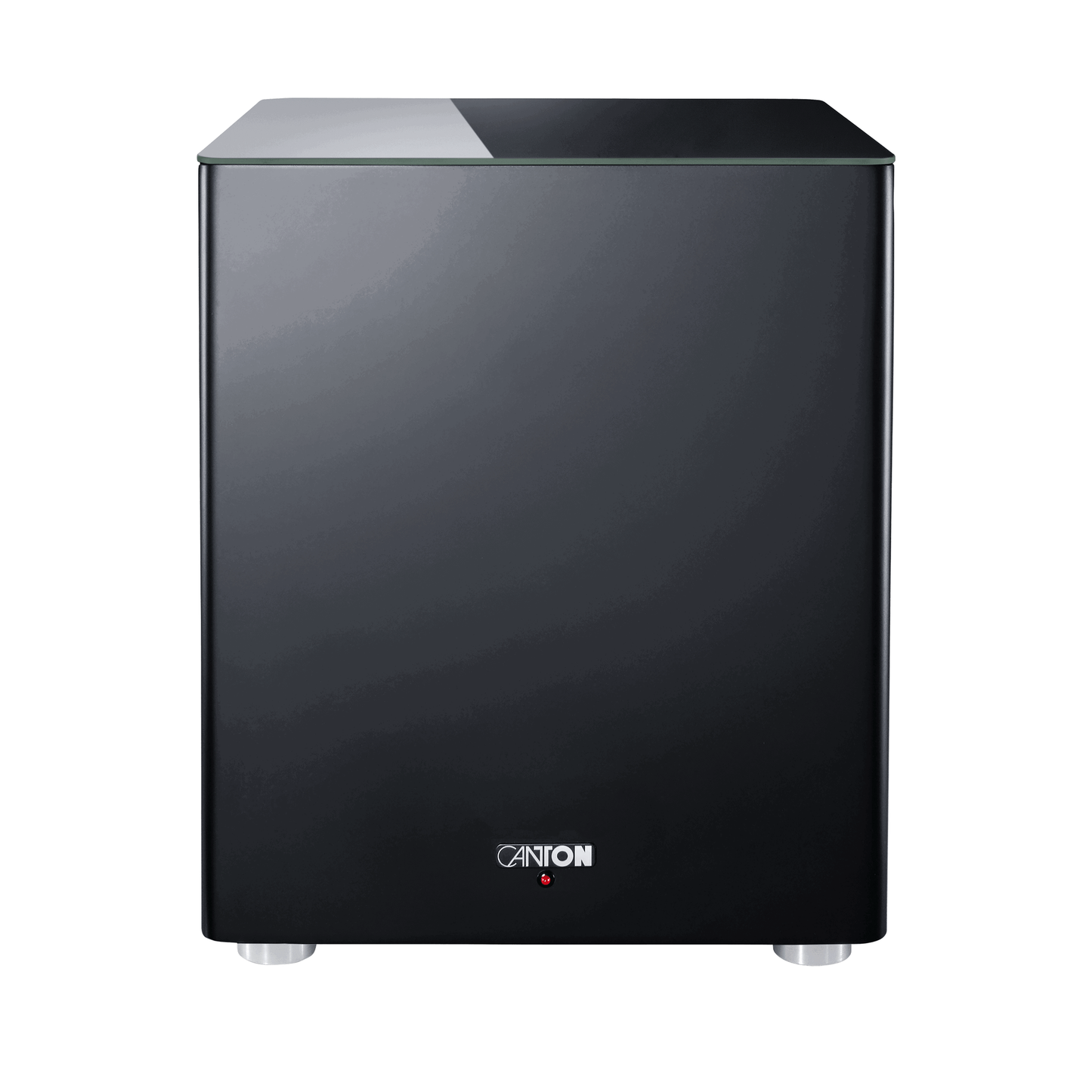 Canton Smart Sub 12 Wireless-Subwoofer in Schwarz Frontansicht mit Canton-Logo und Status-LED
