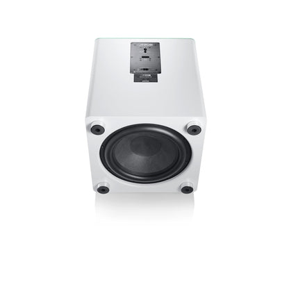 Canton Smart Sub 12 Wireless-Subwoofer Weiss Detailansicht des Downfire-Tieftöners an der Unterseite