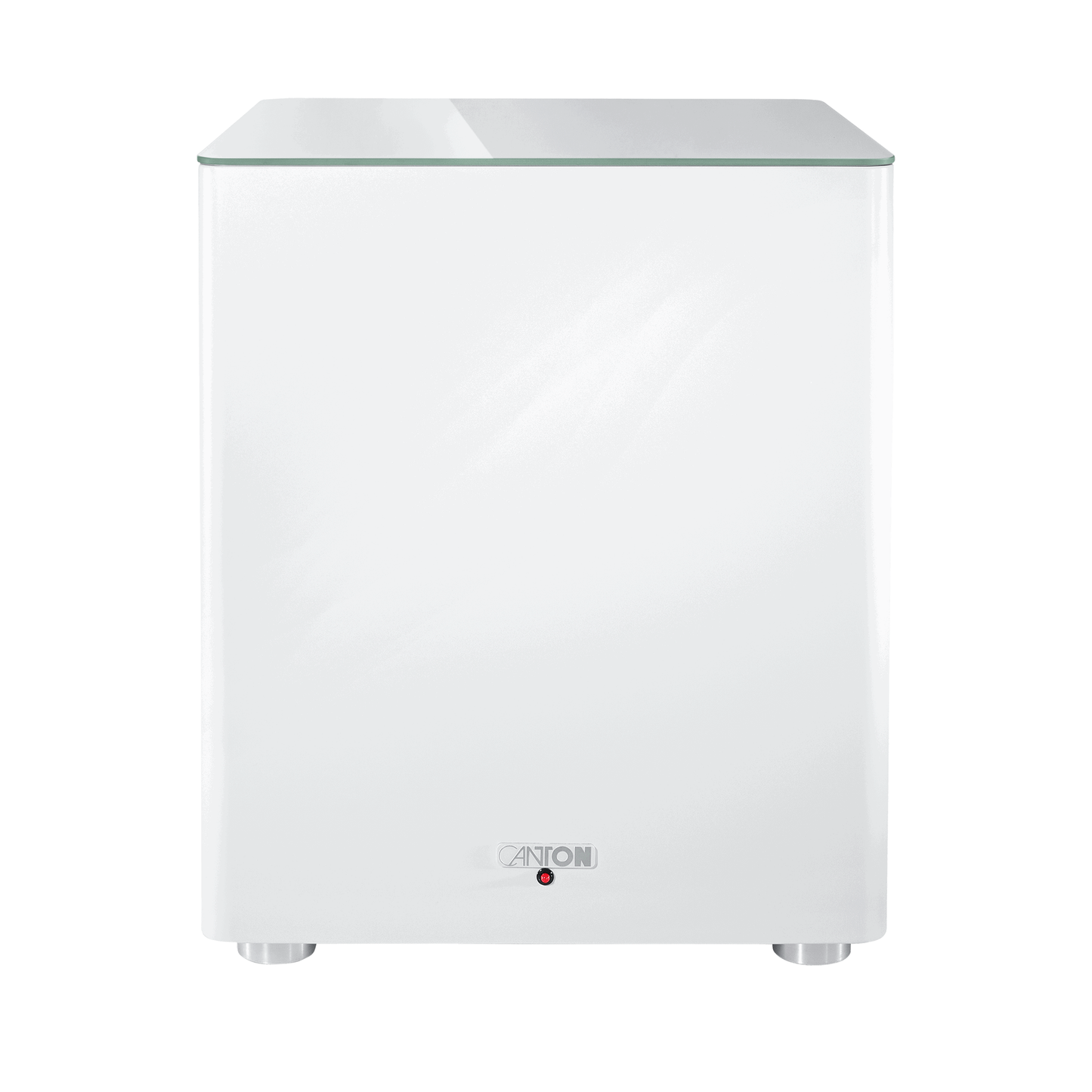 Canton Smart Sub 12 Wireless-Subwoofer in Weiss Frontansicht mit Canton-Logo und Status-LED