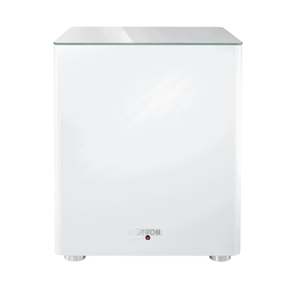 Canton Smart Sub 12 Wireless-Subwoofer in Weiss Frontansicht mit Canton-Logo und Status-LED