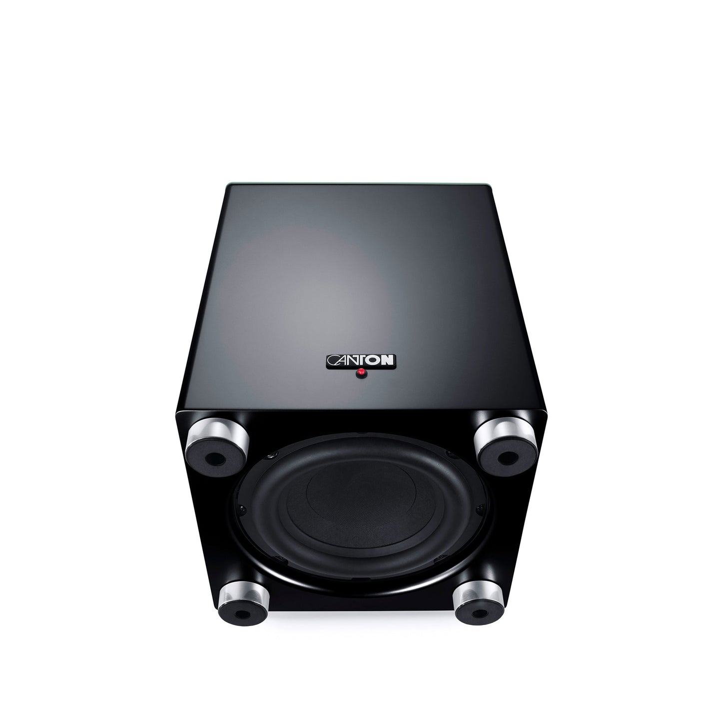 Canton Smart Sub 8 Wireless-Subwoofer Schwarz Detailansicht des Downfire-Tieftöners an der Unterseite