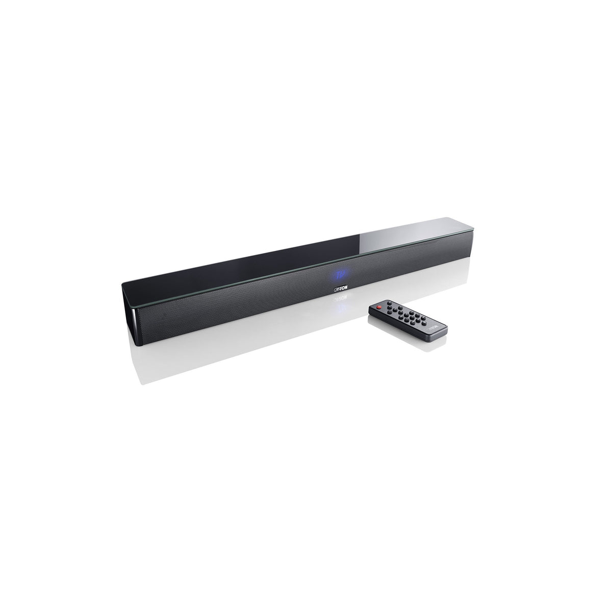 Canton Sound M Soundbar Schwarz Schrägansicht mit Fernbedienung