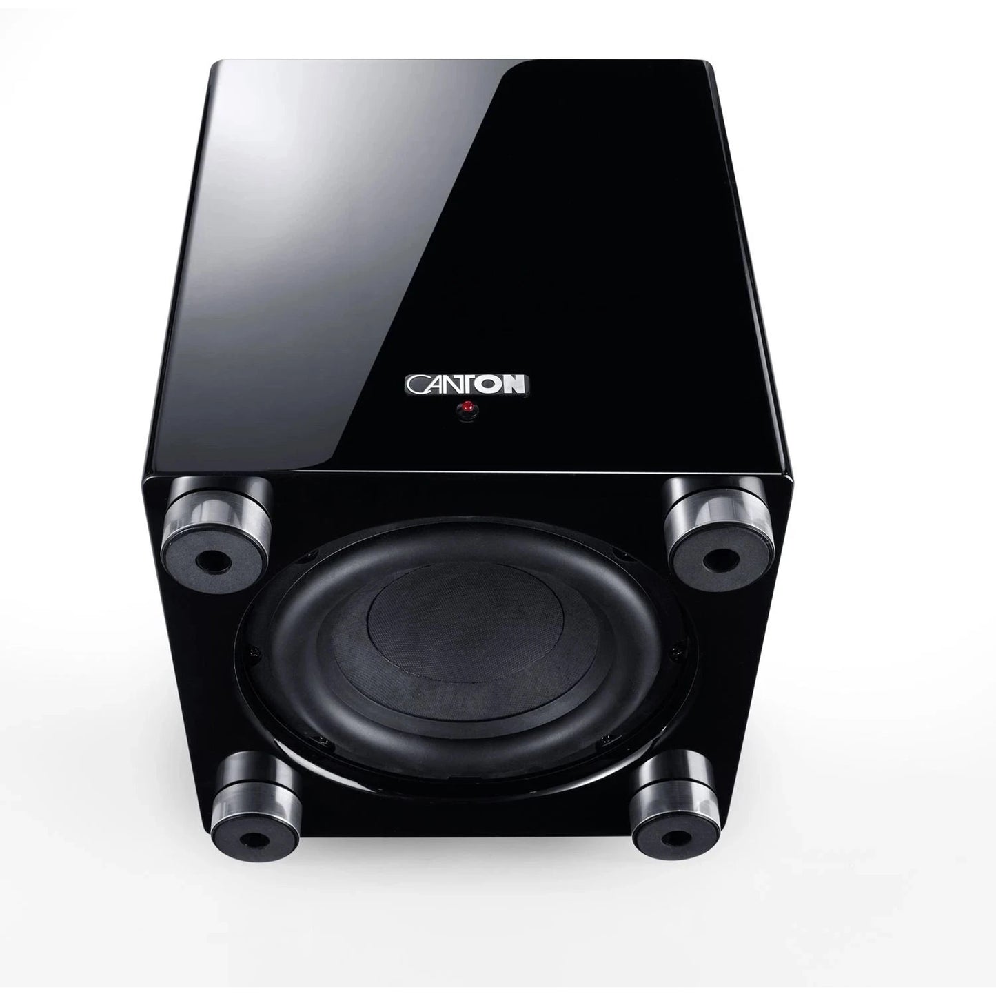 Canton Sub 601 Aktiv-Subwoofer Schwarz Detailansicht des nach unten strahlenden Downfire-Chassis