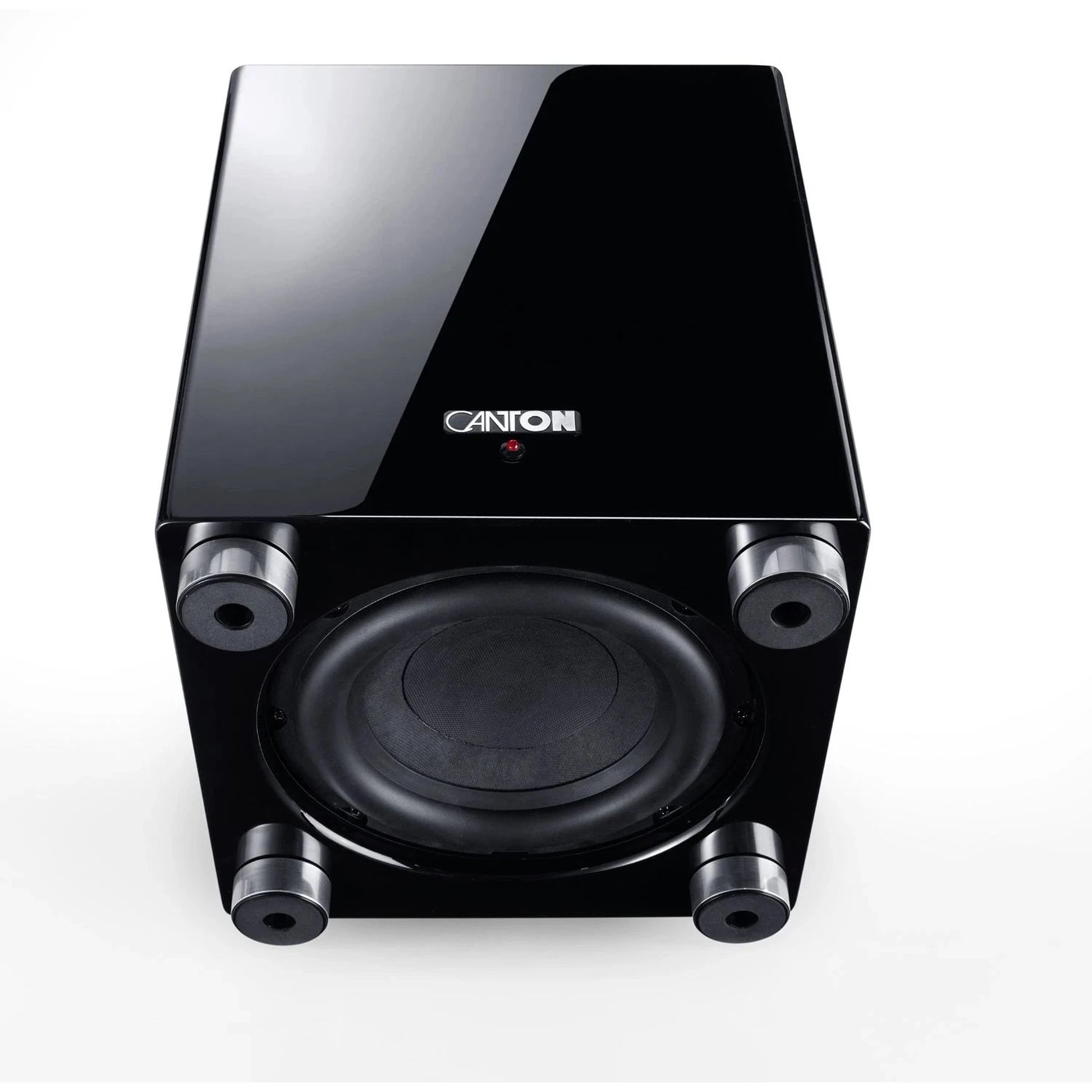 Canton Sub 601 Aktiv-Subwoofer Schwarz Detailansicht des nach unten strahlenden Downfire-Chassis