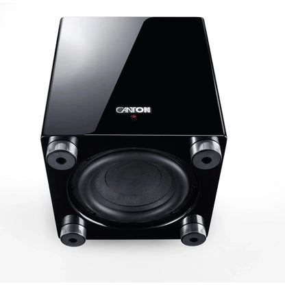 Canton Sub 601 Aktiv-Subwoofer Schwarz Detailansicht des nach unten strahlenden Downfire-Chassis
