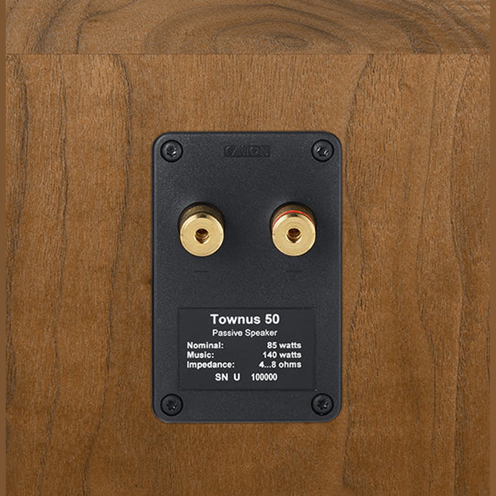 Canton Townus 50 Center-Lautsprecher Nussbaum Anschlussfeld mit zwei Polklemmen im Kunststoffträger