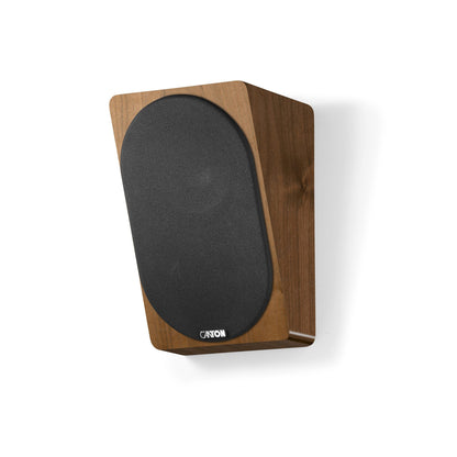 Canton Townus AR 5 Dolby Atmos Lautsprecher Nussbaum Schrägansicht mit dunkler Frontblende und Holzgehäuse