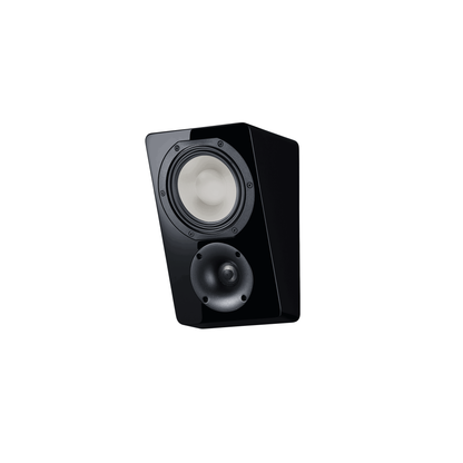 Canton Townus AR 5 Dolby Atmos Lautsprecher Schwarz Schrägansicht, Hochglanzgehäuse mit Tief- und Hochtöner