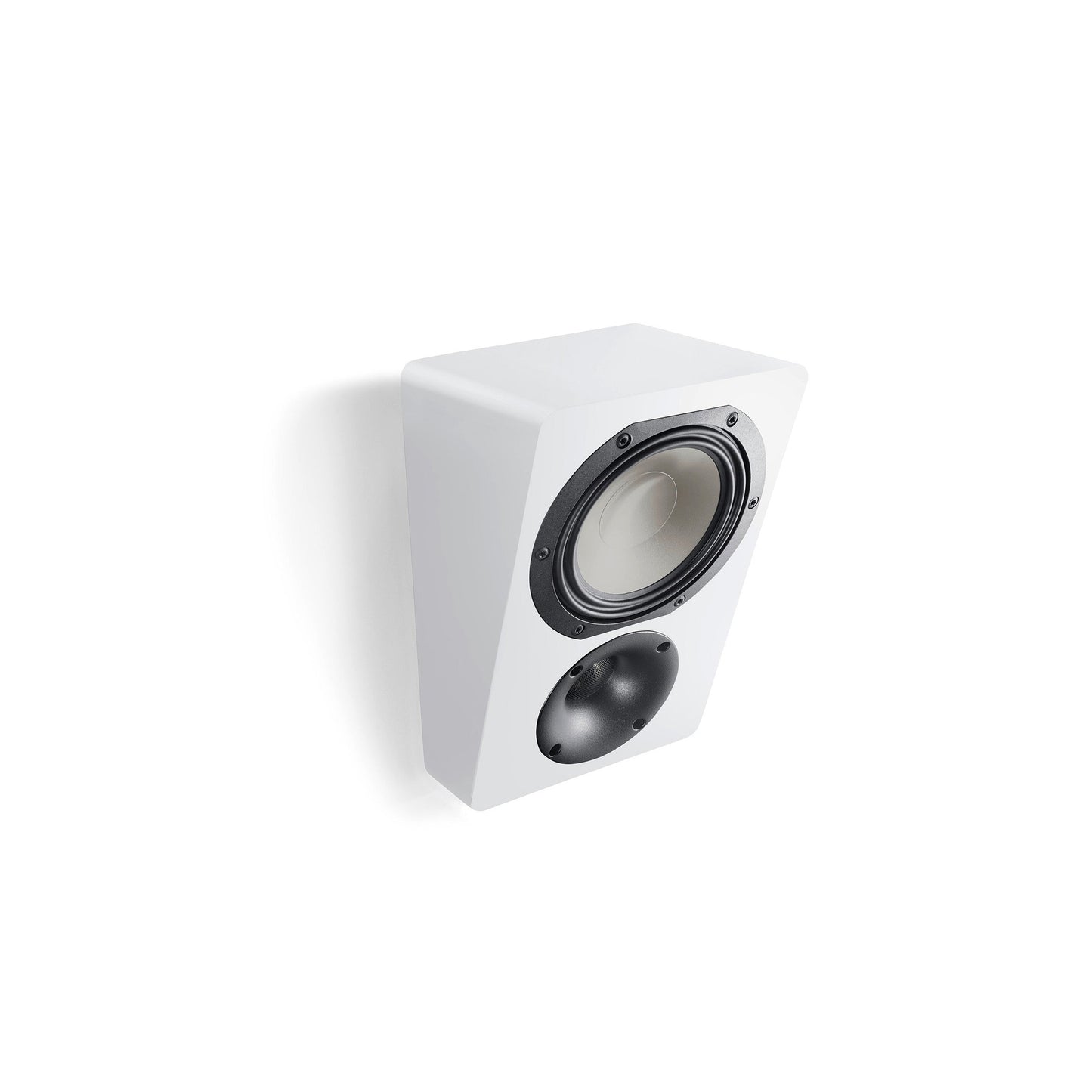 Canton Townus AR 5 Dolby Atmos Lautsprecher Weiss Schrägansicht von oben, keilförmiges Gehäuse