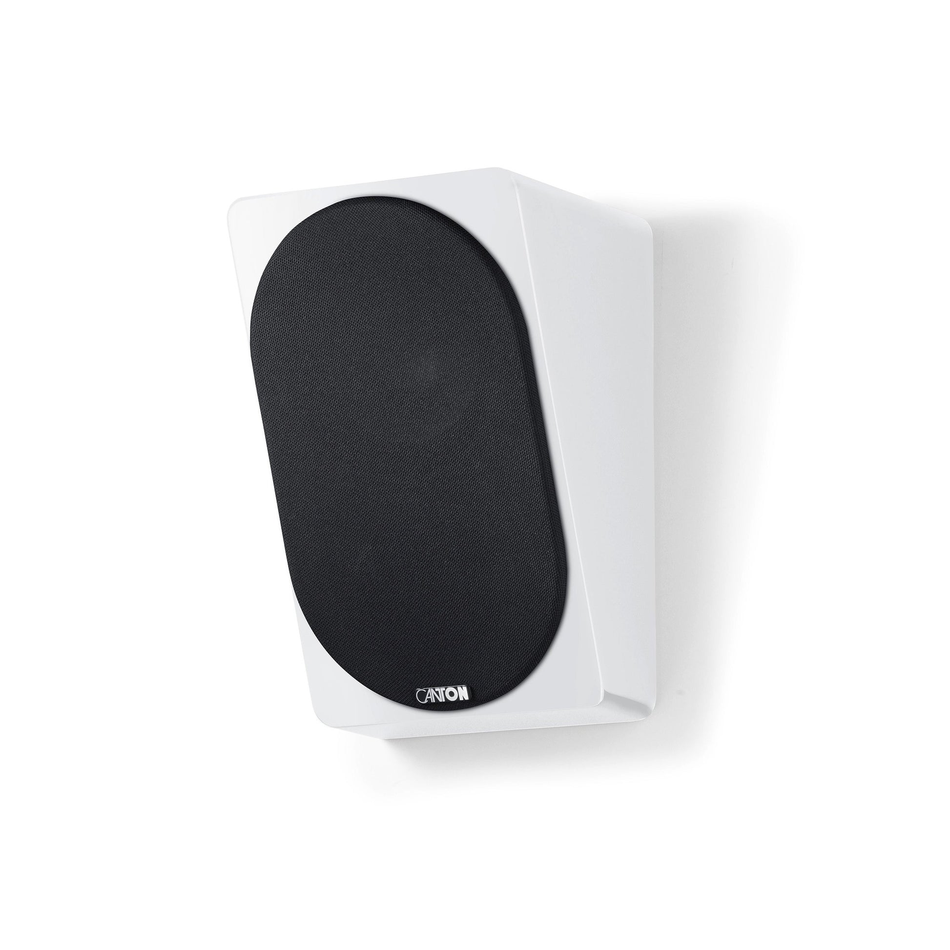 Canton Townus AR 5 Dolby Atmos Lautsprecher Weiss Schrägansicht von links mit montierter Frontbespannung