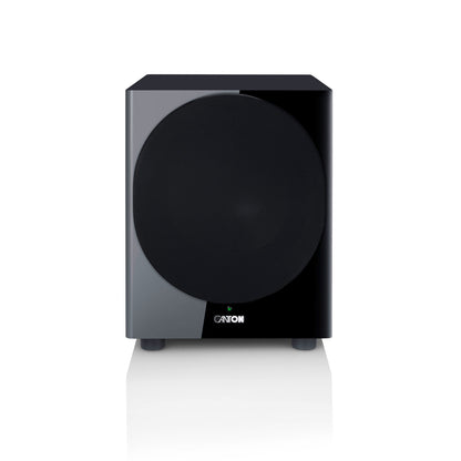 Canton Townus Sub 12 Aktiv-Subwoofer Schwarz Frontansicht mit magnetischer Stoffabdeckung
