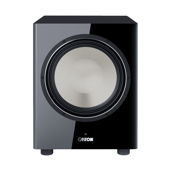 Canton Townus Sub 12 Aktiv-Subwoofer Schwarz Frontansicht ohne Abdeckung mit sichtbarem Tieftonchassis