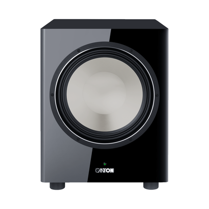 Canton Townus Sub 12 Aktiv-Subwoofer Schwarz Frontansicht ohne Abdeckung mit sichtbarem Tieftonchassis