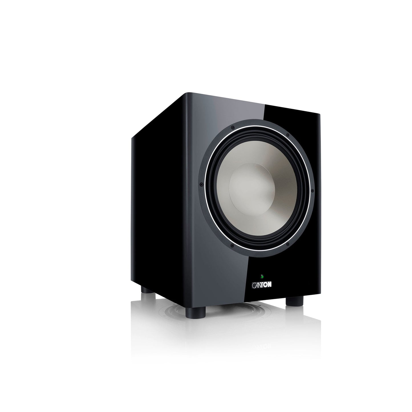 Canton Townus Sub 12 Aktiv-Subwoofer Schwarz Schrägansicht von vorn seitlich ohne Abdeckung