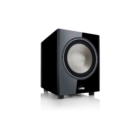 Canton Townus Sub 12 Aktiv-Subwoofer Schwarz Schrägansicht von vorn seitlich ohne Abdeckung