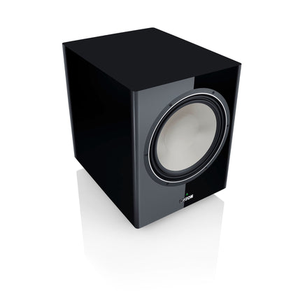 Canton Townus Sub 12 Aktiv-Subwoofer Schwarz Schrägansicht von oben ohne Abdeckung