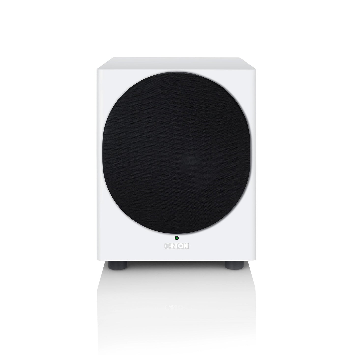 Canton Townus Sub 12 Aktiv-Subwoofer Weiss Frontansicht mit magnetischer Stoffabdeckung