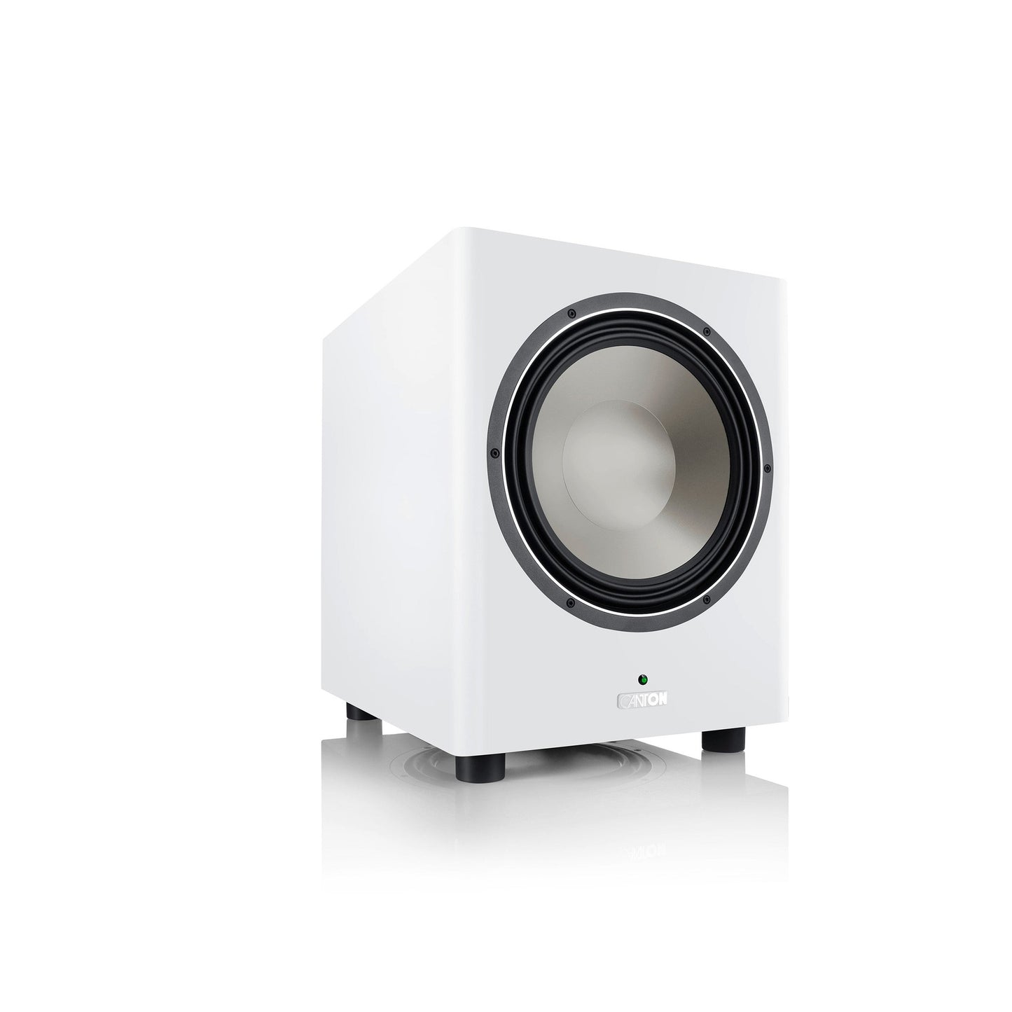 Canton Townus Sub 12 Aktiv-Subwoofer Weiss Schrägansicht von vorn seitlich ohne Abdeckung