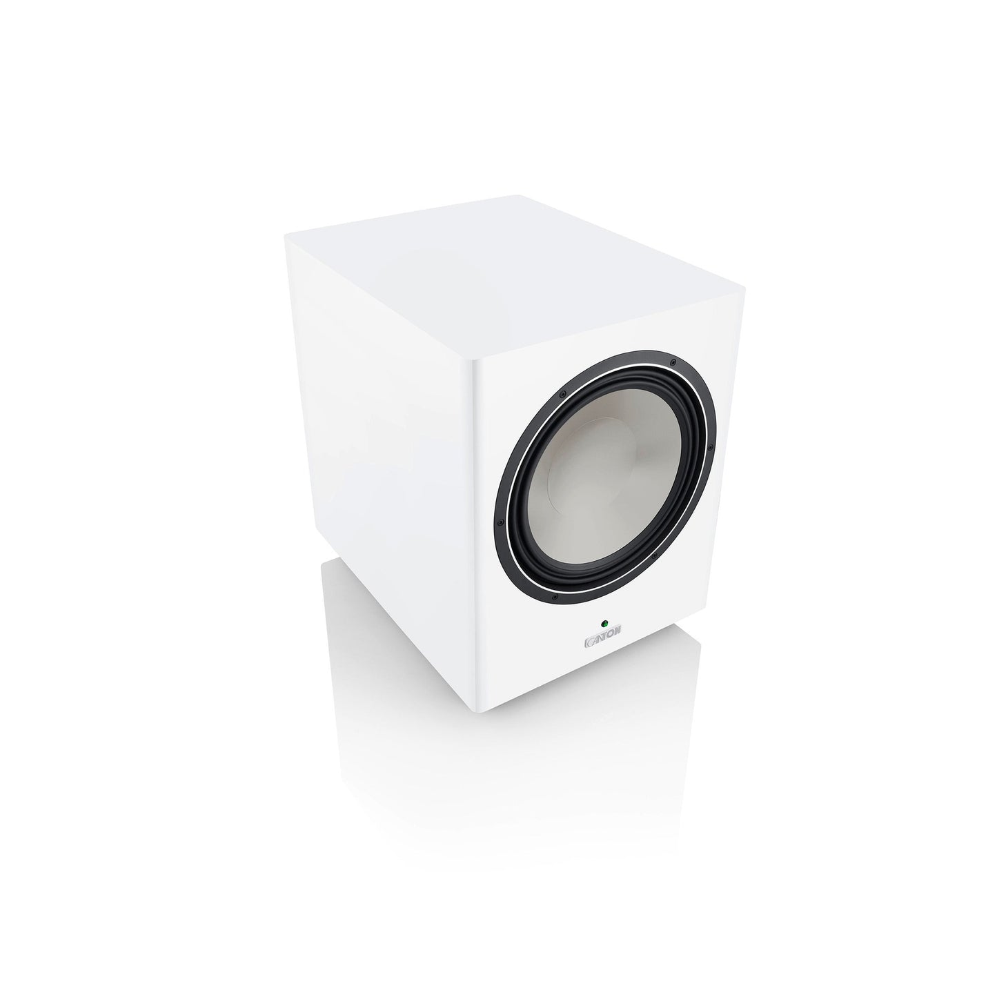 Canton Townus Sub 12 Aktiv-Subwoofer Weiss Schrägansicht von oben ohne Abdeckung