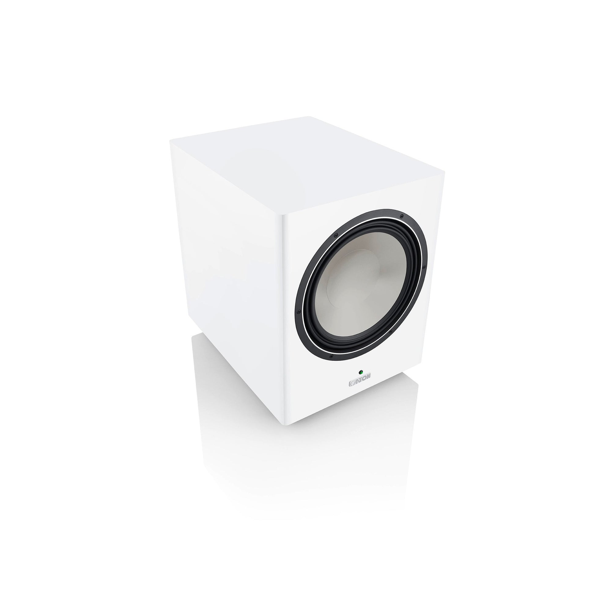 Canton Townus Sub 12 Aktiv-Subwoofer Weiss Schrägansicht von oben ohne Abdeckung