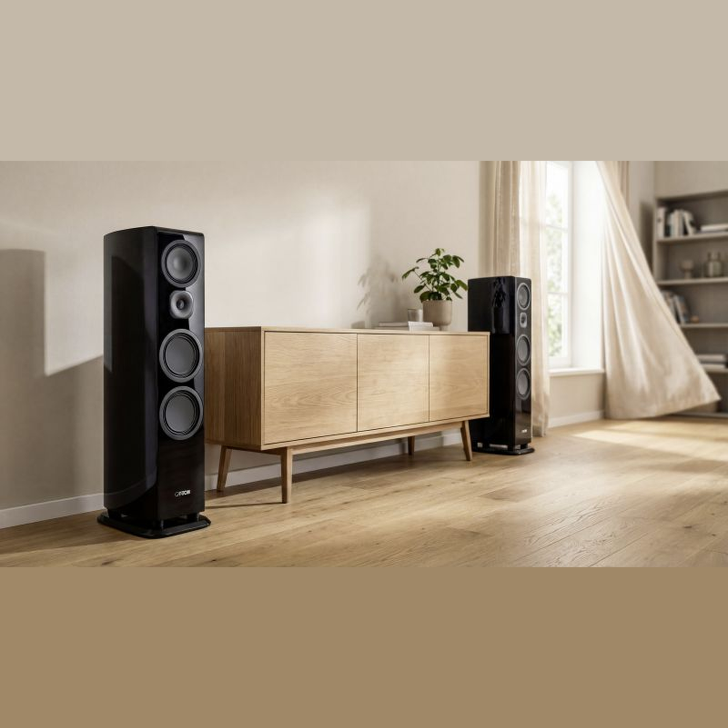 Canton Vento 101 Standlautsprecher Schwarz Lifestyle im Wohnraum am Sideboard