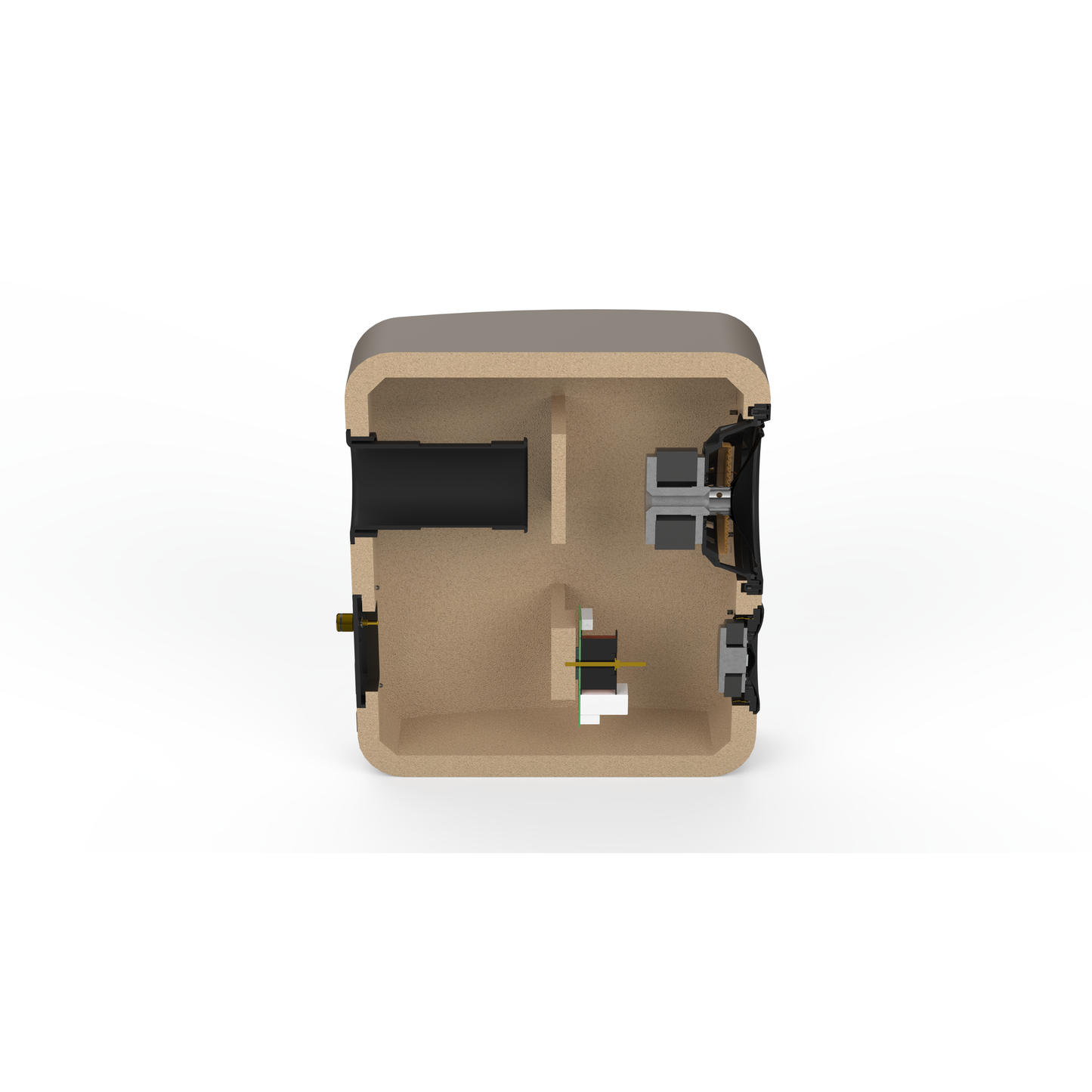 Canton Vento 21 Kompaktlautsprecher Aufbauzeichnung, Gehäusequerschnitt mit Bassreflexkanal und Chassis