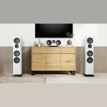 Canton Vento 51 Center-Lautsprecher Weiss Lifestyle im Heimkino mit Fernseher und Standlautsprechern