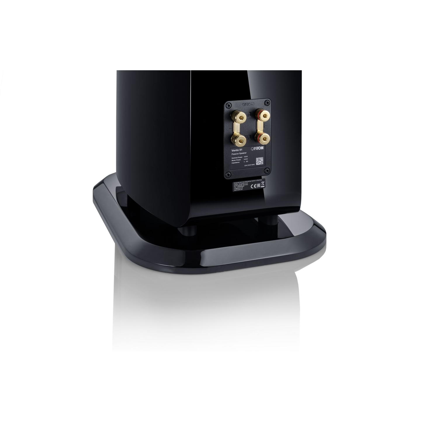 Canton Vento 91 Standlautsprecher Schwarz Anschlussfeld mit Bi-Wiring-Klemmen und Typenschild