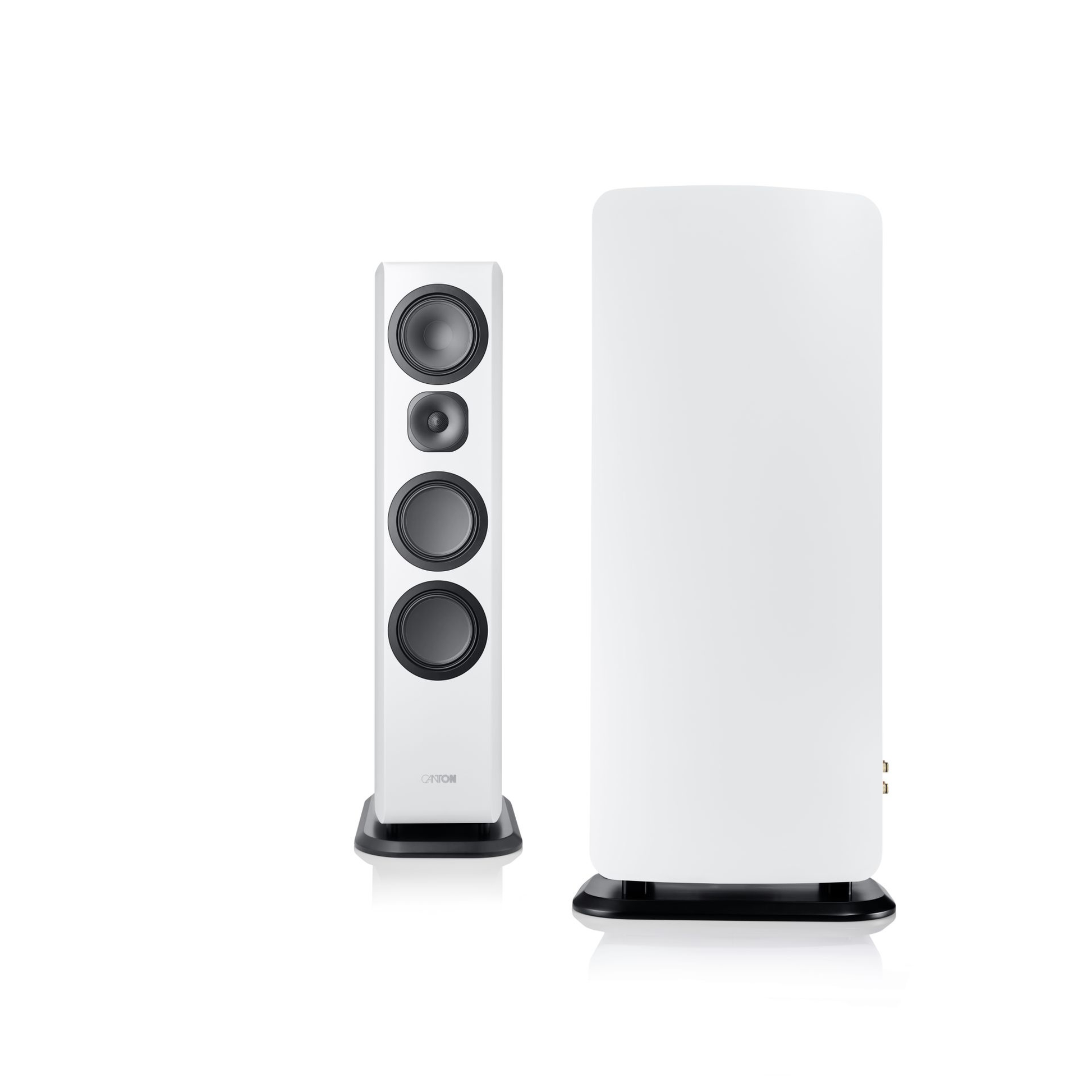 Canton Vento 91 Standlautsprecher Weiss Stereopaar frontal und von der Gehäuseseite