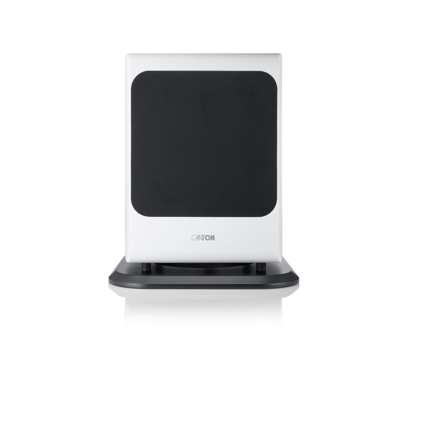 Canton Vento Sub 1 Aktiv-Subwoofer Frontansicht mit Stoffabdeckung, Gehäuse Weiss matt