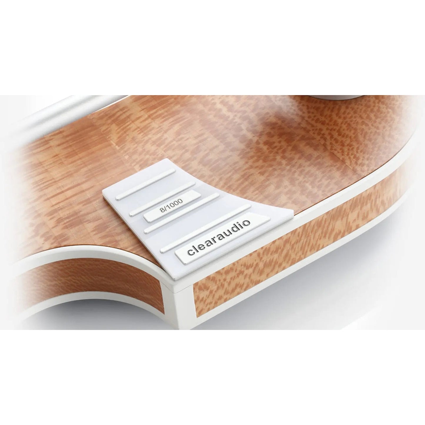 Clearaudio Celebrity Al Di Meola Plattenspieler Detailansicht Typenschild mit Seriennummer, Holzzarge