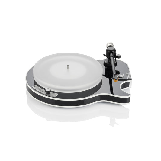 Clearaudio Celebrity Al Di Meola Plattenspieler Frontansicht mit Acrylplattenteller und Tonarm, Schwarz