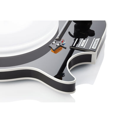 Clearaudio Celebrity Al Di Meola Plattenspieler Detailansicht Tonarmauflage und Tonabnehmer, Schwarz