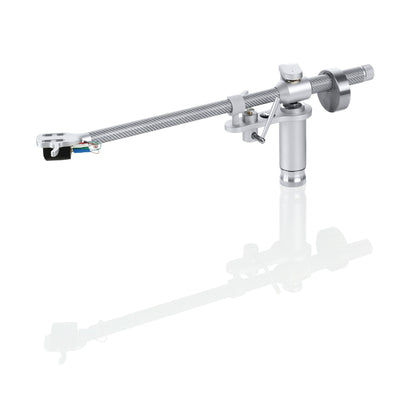 Clearaudio Clarify 9-Zoll-Tonarm Seitenansicht mit Armrohr, Gegengewicht und Headshell