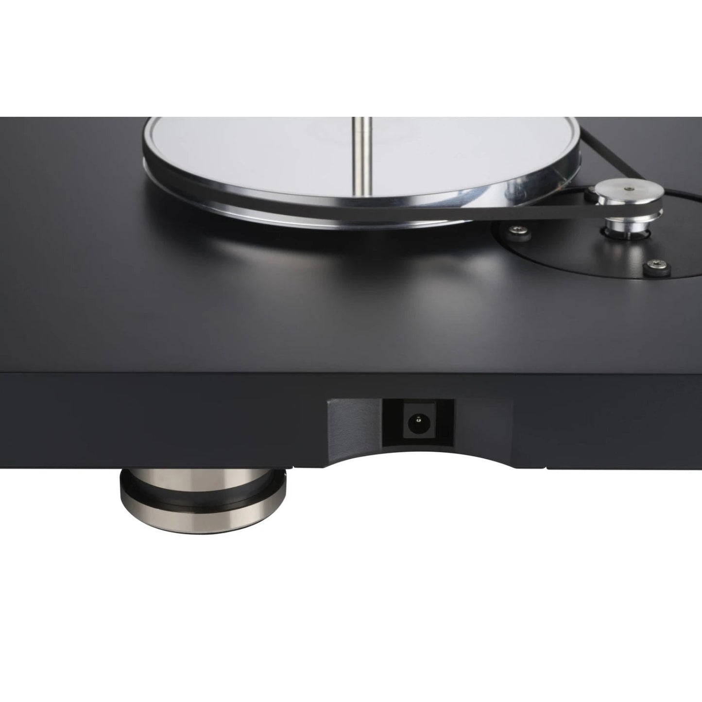 Clearaudio compass Plattenspieler Anschlussfeld mit DC-Netzbuchse und Gerätefuss, Schwarz
