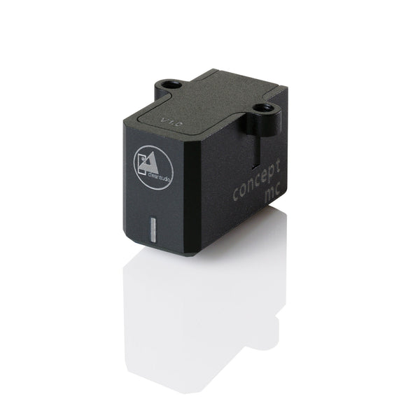 Clearaudio Concept MC Moving-Coil-Tonabnehmer Schwarz Schrägansicht, Aluminiumgehäuse mit Nadelträger