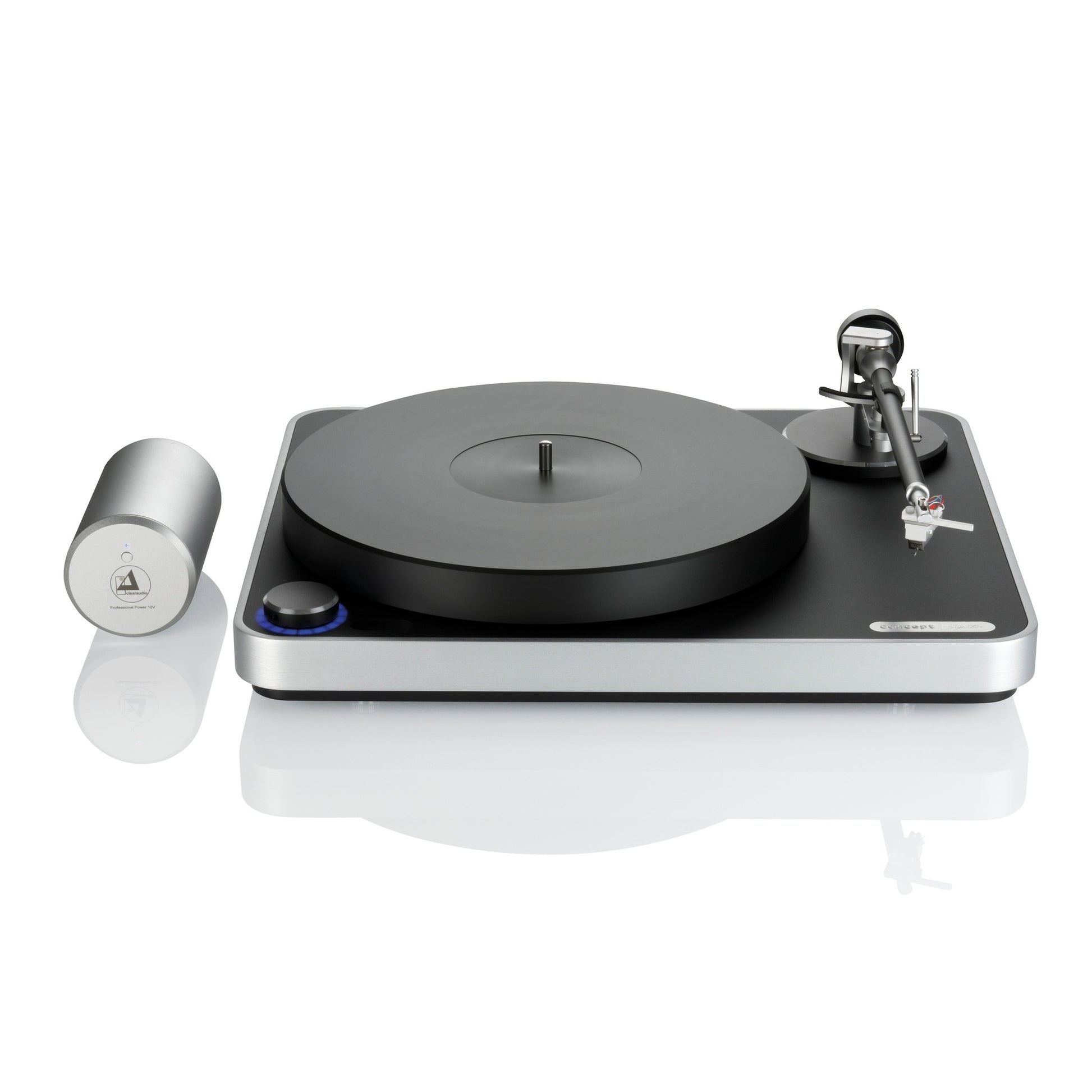 Clearaudio concept Signature Plattenspieler Setansicht mit externem Netzteil Professional Power 12V, Silber