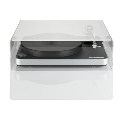 Clearaudio concept Signature Plattenspieler Frontansicht mit Acryl-Staubschutzhaube, Silber