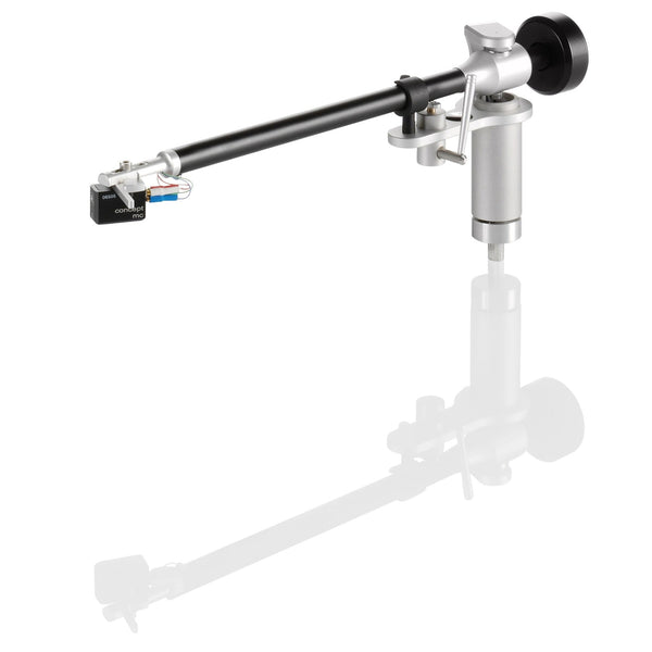 Clearaudio Concept Verify Aluminium-Tonarm in Schwarz Seitenansicht mit Magnetlager und Gegengewicht