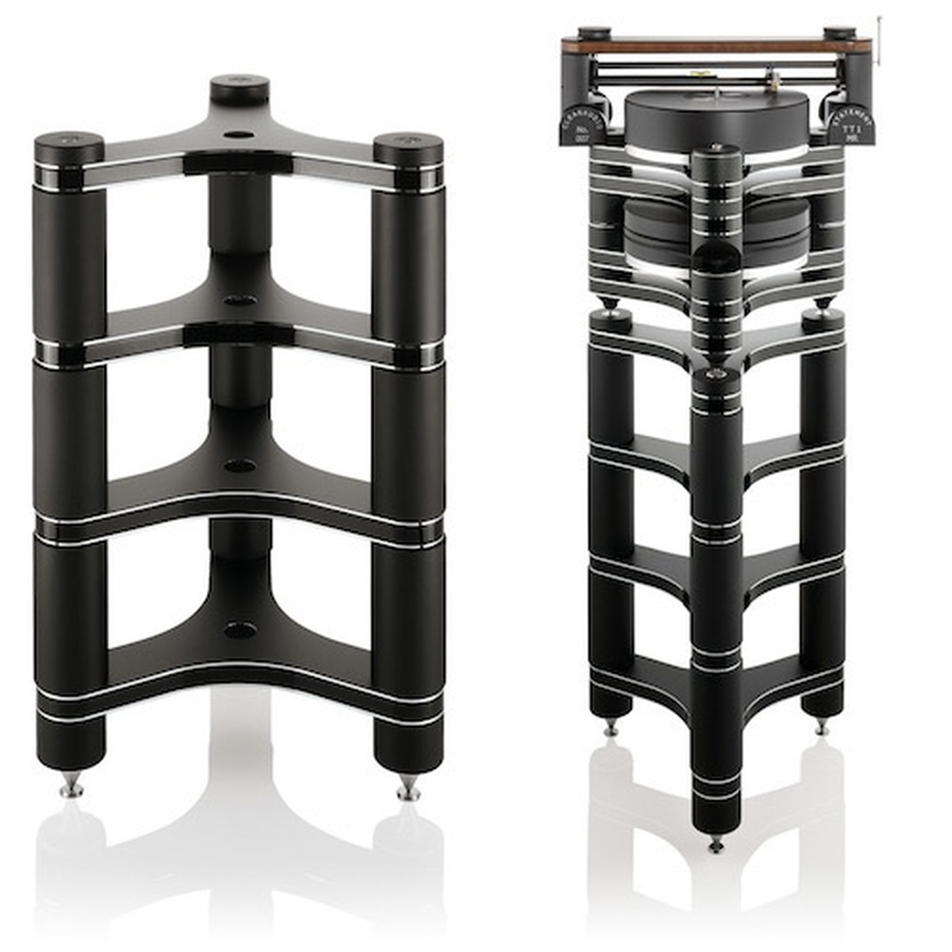 Clearaudio Innovation Series Stand HiFi-Rack Farbvariante Schwarz, rechts mit Plattenspieler bestückt