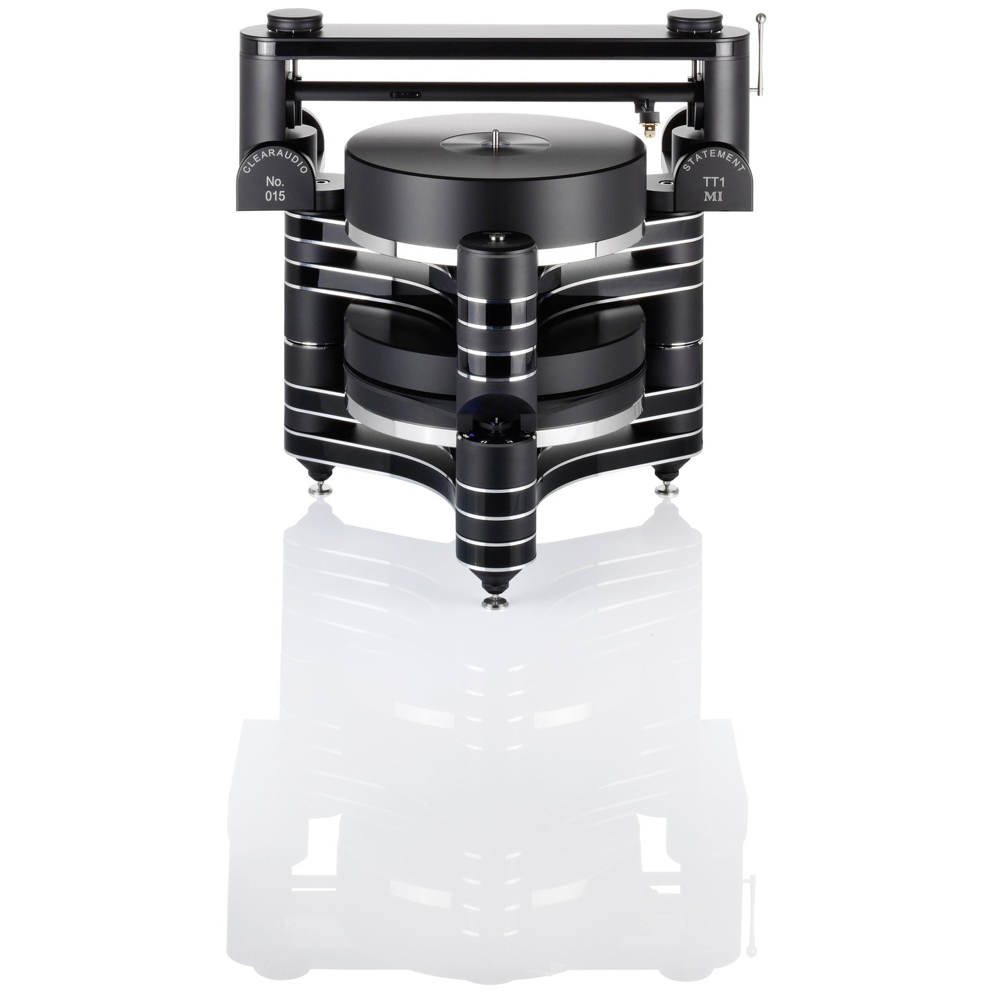 Clearaudio Master Innovation Plattenspieler Frontansicht Schwarz mit Tangential-Tonarm Statement TT1 MI