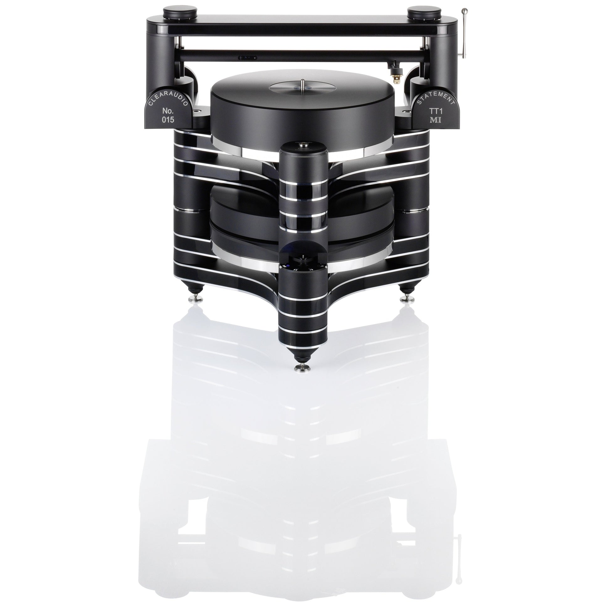 Clearaudio Master Innovation Plattenspieler Frontansicht Schwarz mit Tangential-Tonarm Statement TT1 MI