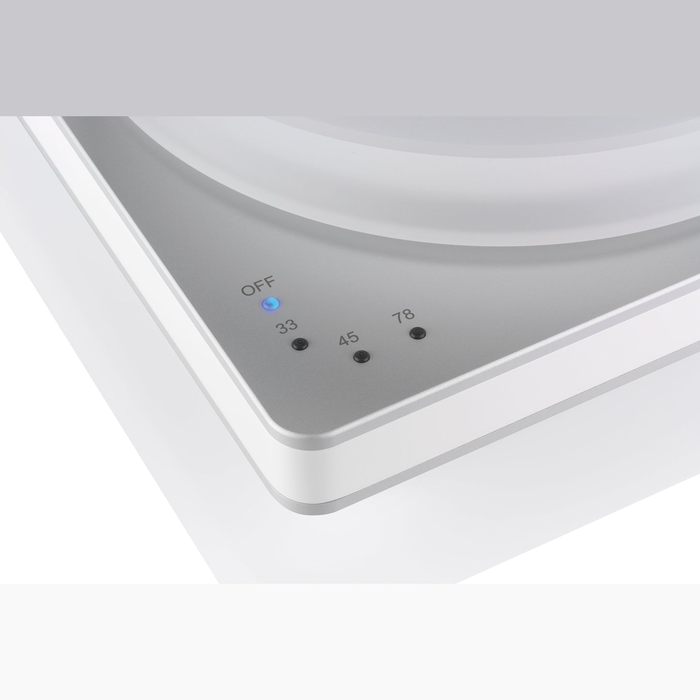 Clearaudio Performance DC Plattenspieler Silber/Silber Displayansicht Drehzahlwahl OFF, 33, 45 und 78 mit LED
