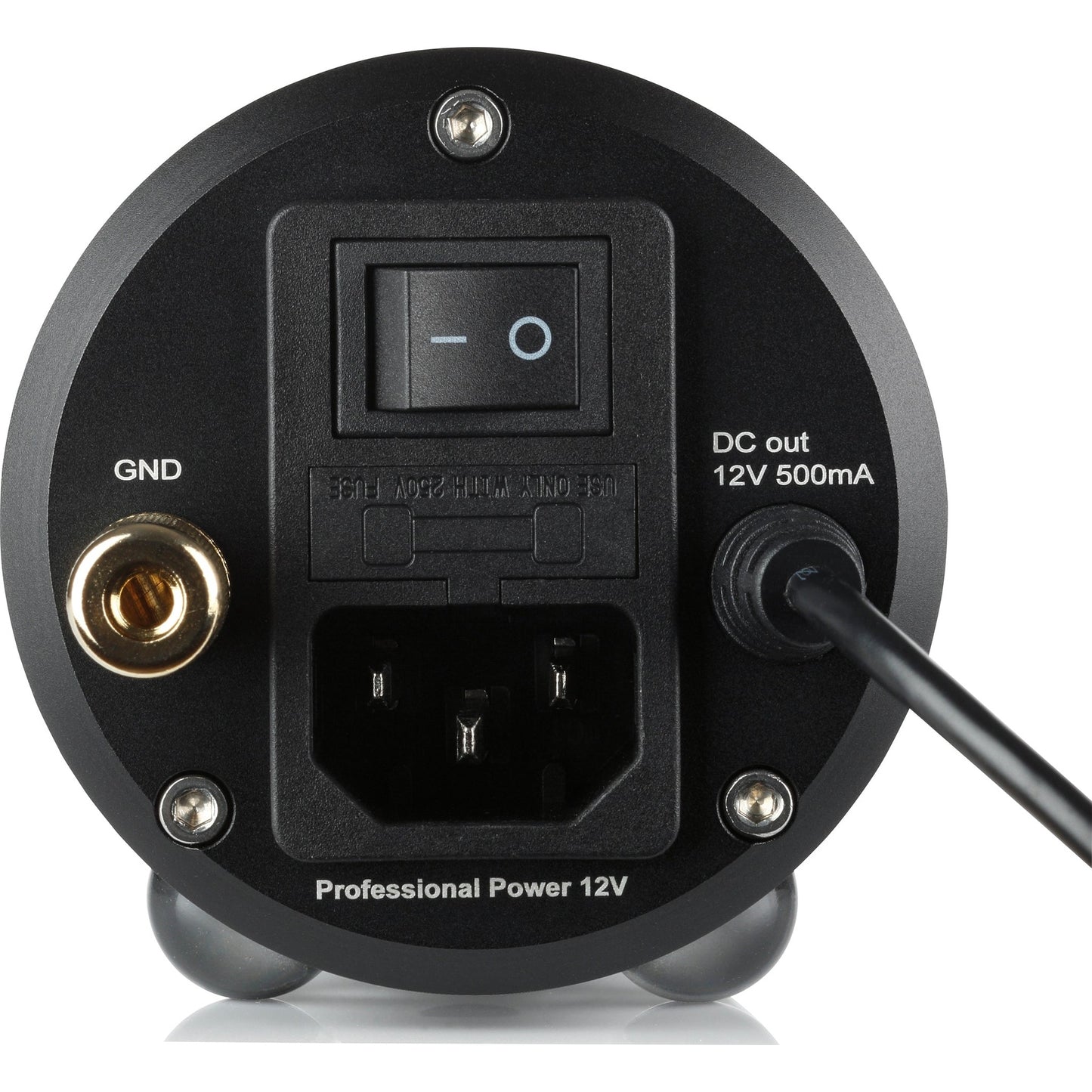 Clearaudio Professional Power 12V Netzteil Anschlussfeld schwarz, Netzschalter, IEC-Buchse, GND, DC-Ausgang