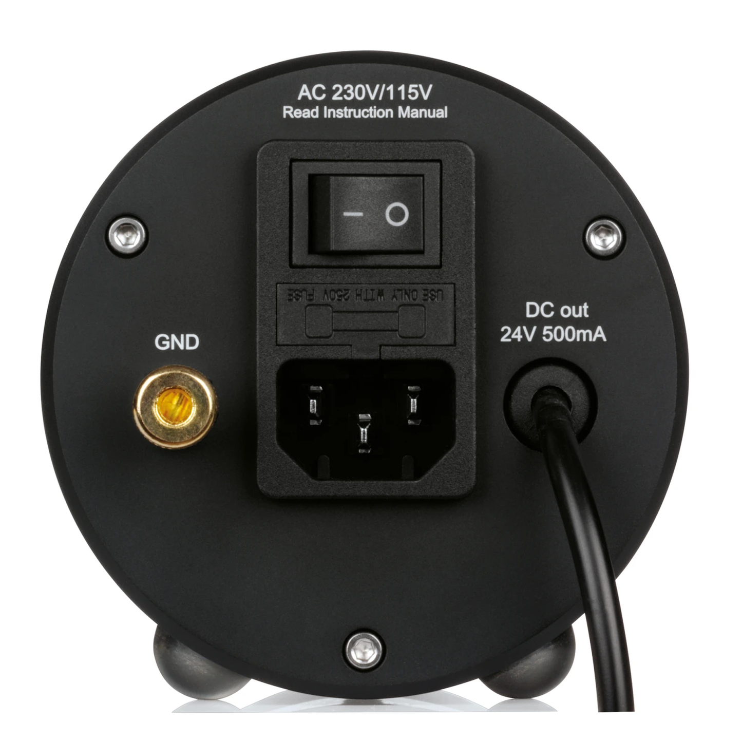 Clearaudio Professional Power 24V Netzteil Anschlussfeld schwarz, Netzschalter, IEC-Buchse, GND, DC-Ausgang