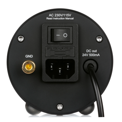 Clearaudio Professional Power 24V Netzteil Anschlussfeld schwarz, Netzschalter, IEC-Buchse, GND, DC-Ausgang