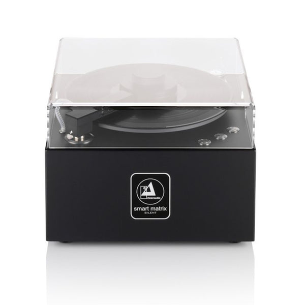 Clearaudio Smart Matrix Silent + Haube Plattenwaschmaschine Frontansicht mit Acrylhaube, Gehäuse Schwarz