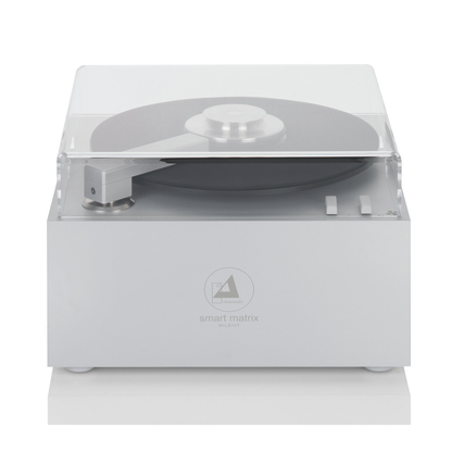 Clearaudio Smart Matrix Silent + Haube Plattenwaschmaschine Frontansicht mit Acrylhaube, Gehäuse Silber