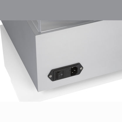 Clearaudio Smart Matrix Silent Plattenwaschmaschine Silber Anschlussfeld mit Kaltgerätebuchse und Schalter